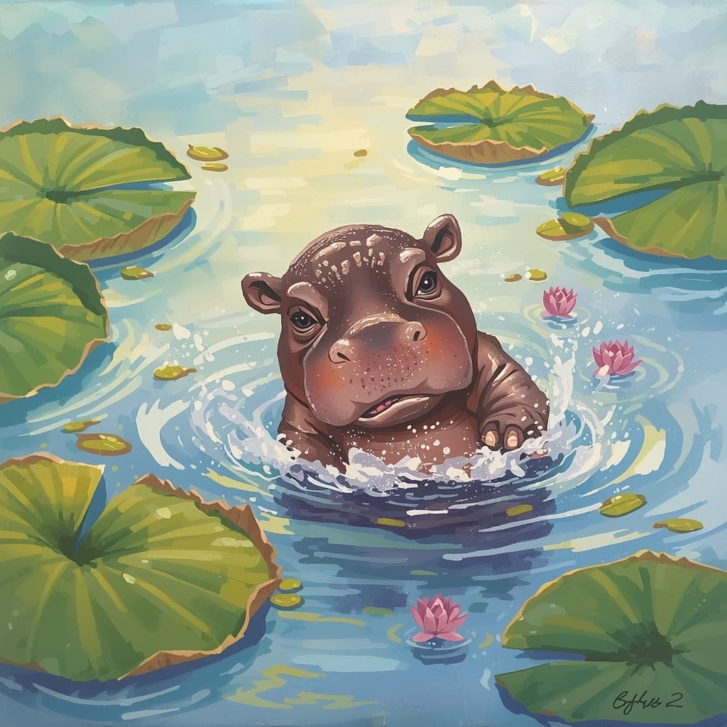 Pygmy hippo in the water at Khon Kaen Zoo